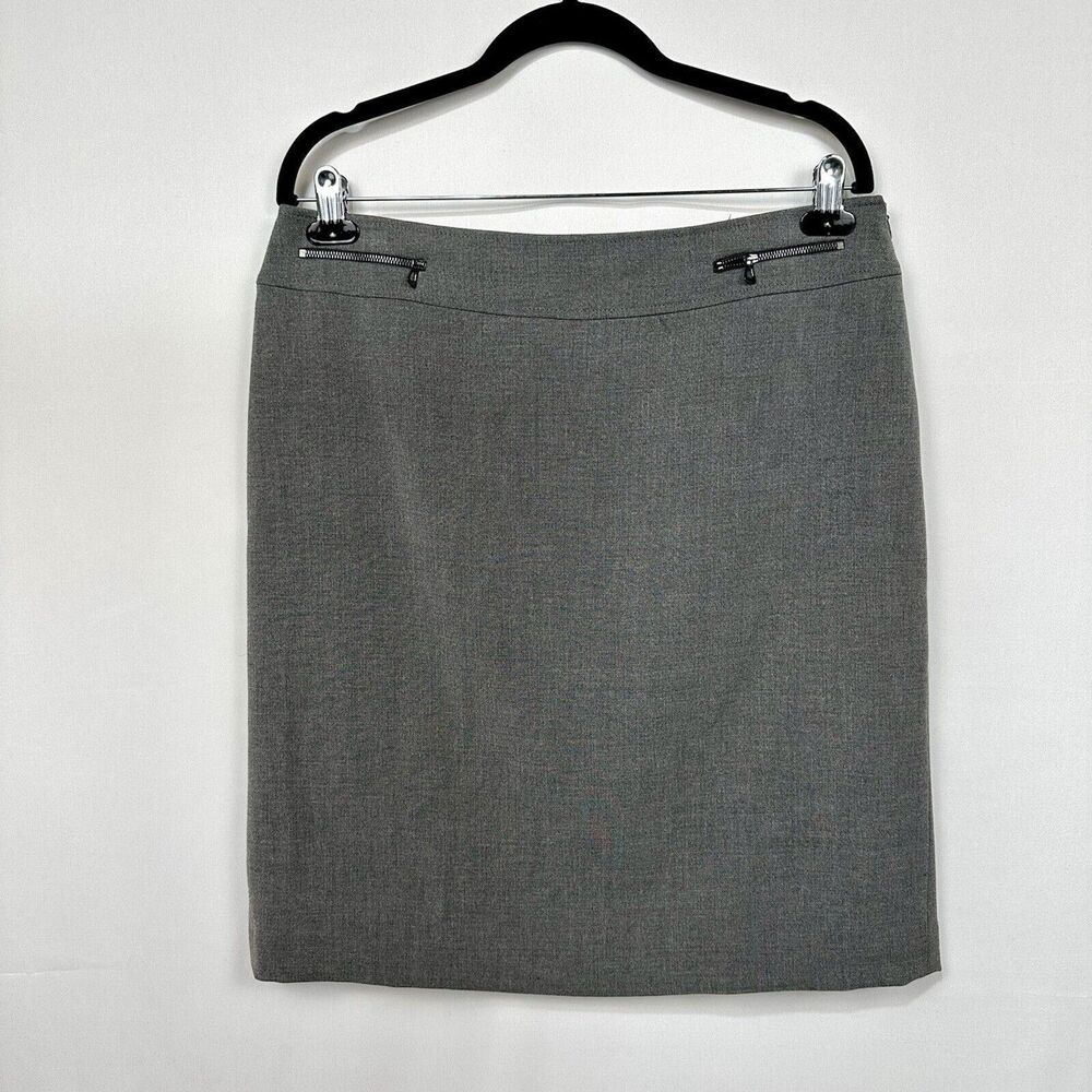 Tahari Arthur S Levine Charcoal Gray Zipper  Business Skirt Professional Sz 12